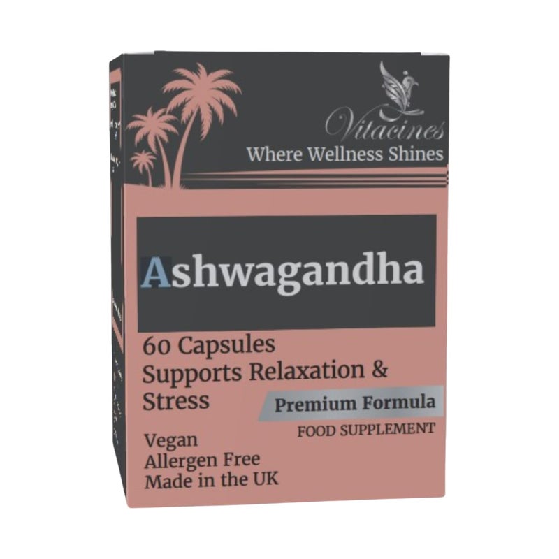 Ashwagandha Capsules, 60 Capsules, Vegan, Vegetarian, Halal, Kosher, Allergen-Free, Gelatin and Gluten Free, Non GMO, Made in The UK (2 Months Supply)